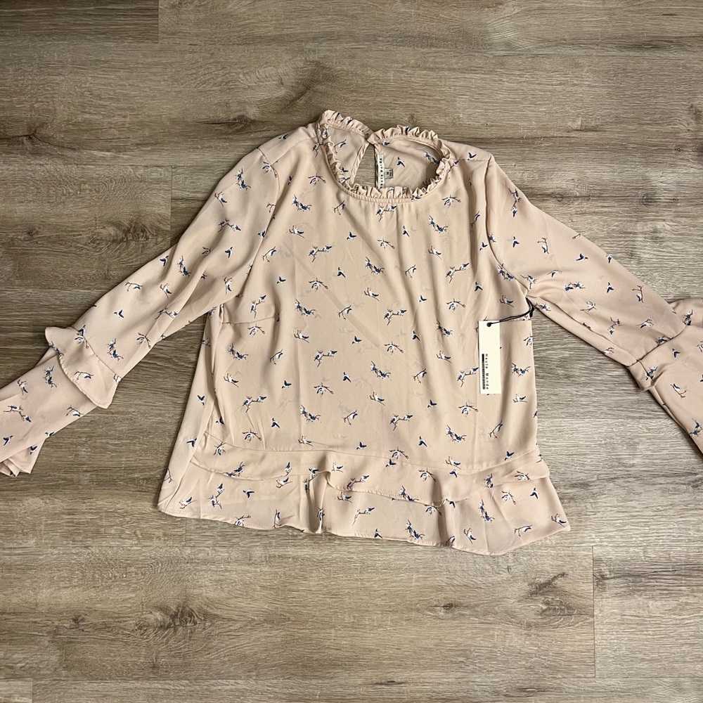 NWT Ruffle Tiered Top with Bell Sleeves